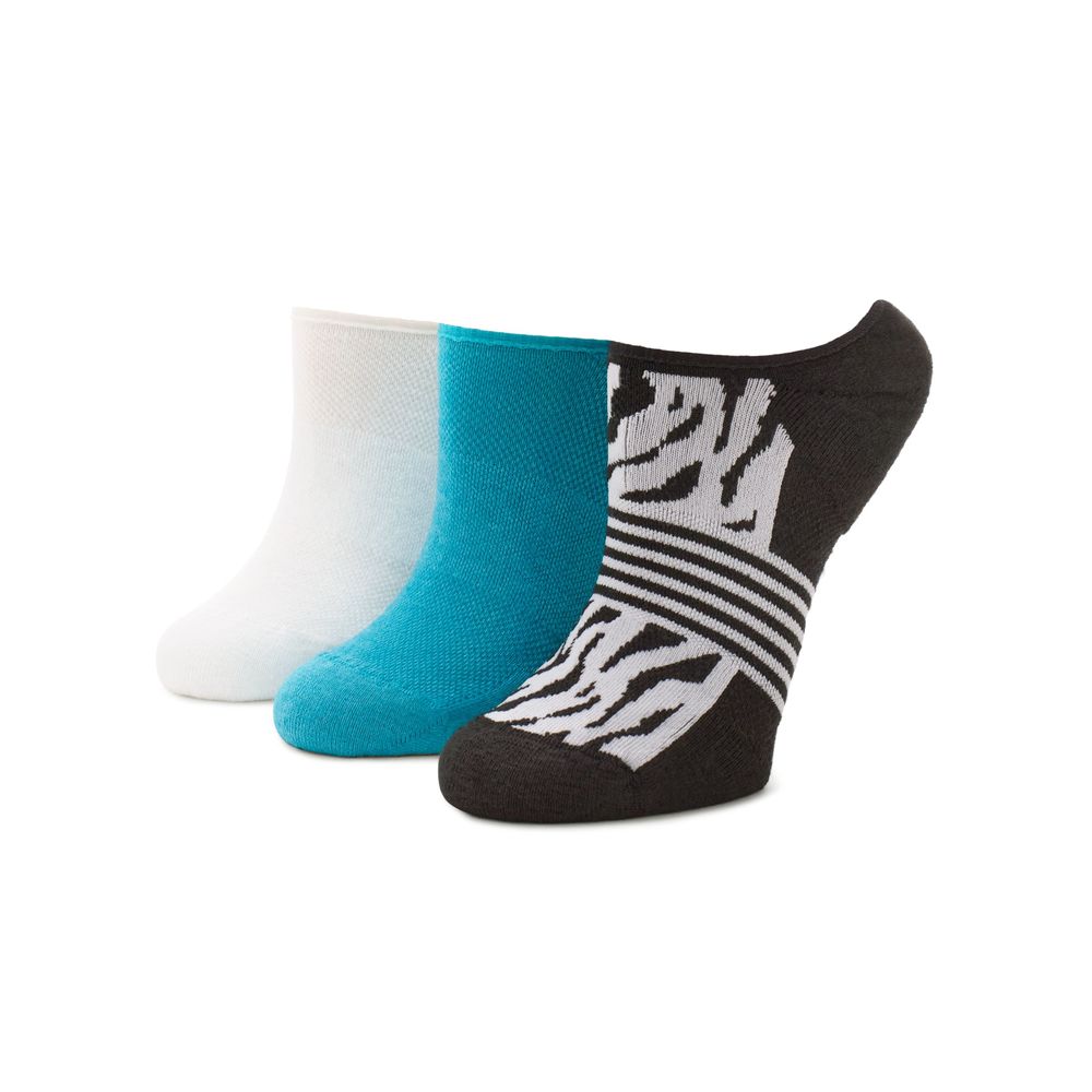 Hue Women's Eco Sport Cushion No Show 3 Pair Pack Black Zebra